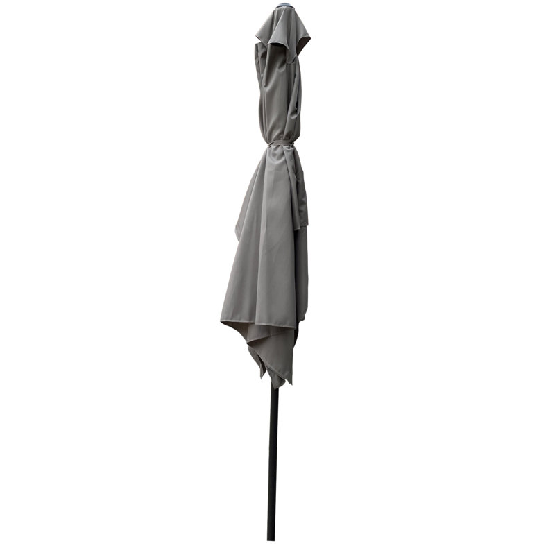 Parasol extérieur imperméable 6 x 9 pi avec manivelle et bouton poussoir inclinable sans rabat pour jardin, Gris moyen