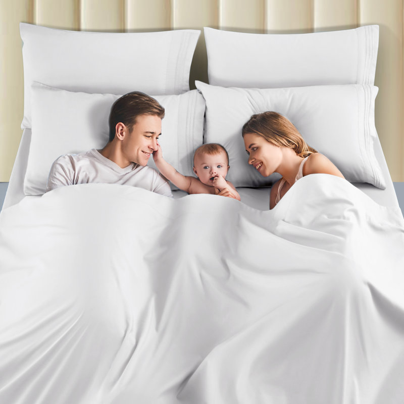  6 Pieces Microfiber Bed Sheet Set, White
