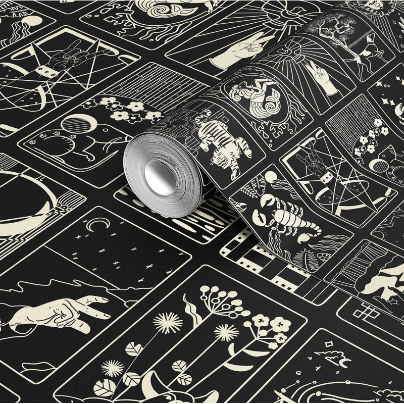 What's Your Sign Wallpaper, Black/White/Cream/Ivory