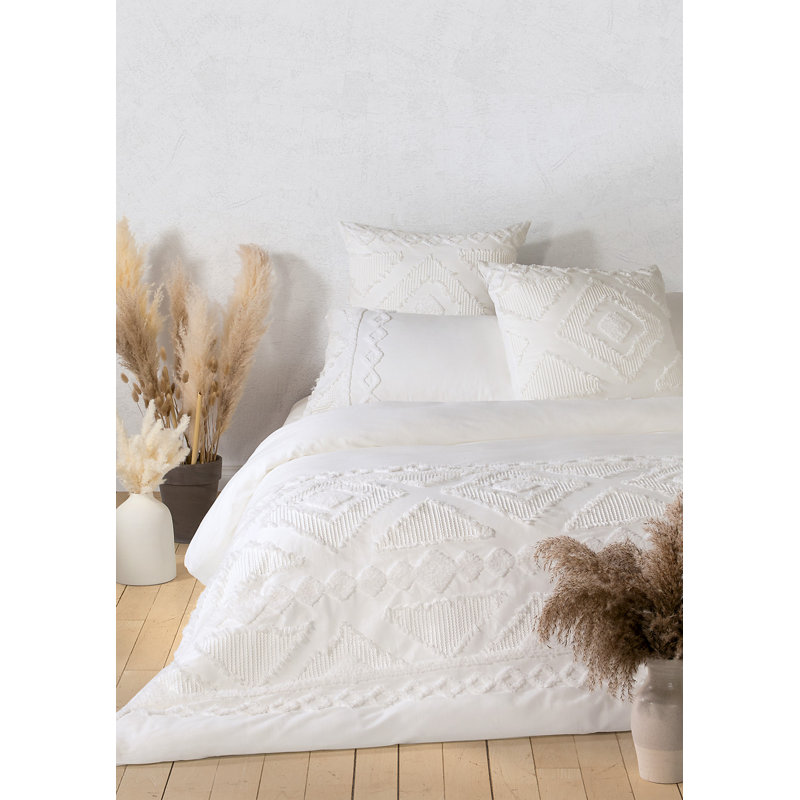 Ensemble de housse de couette blanche Raitha, Housse de couette très grand et 2 très grandes t