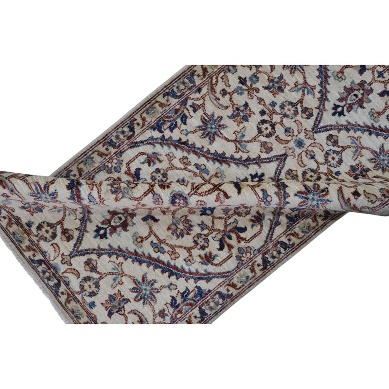 Hand Knotted Wool Area Rug in Beige