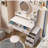 Stylish Vanity Table + Cushioned Stool,Touch Control LED Mirror,Large Capacity Storage Cabinet, 5 Drawers,Fashionable Makeup Furniture