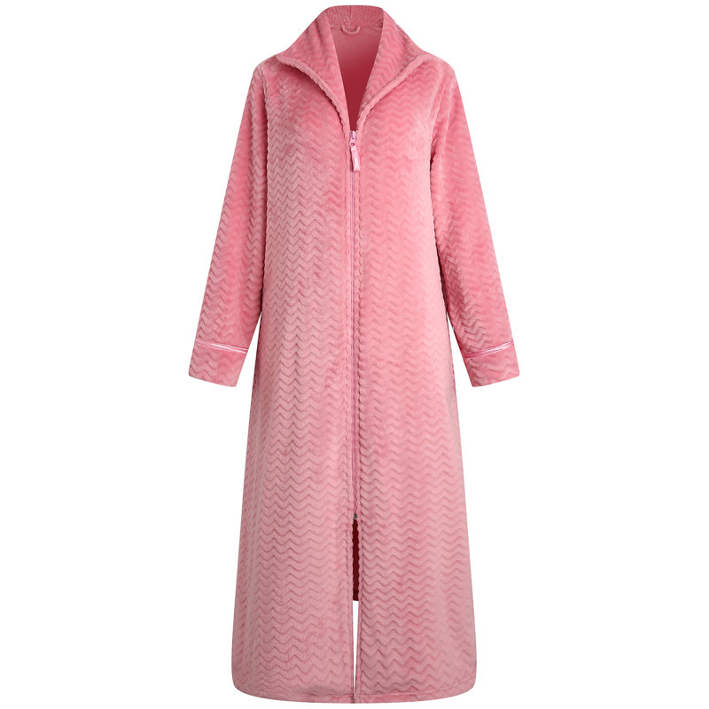 Peignoir mi-mollet avec poches Lakeville, L, Rose