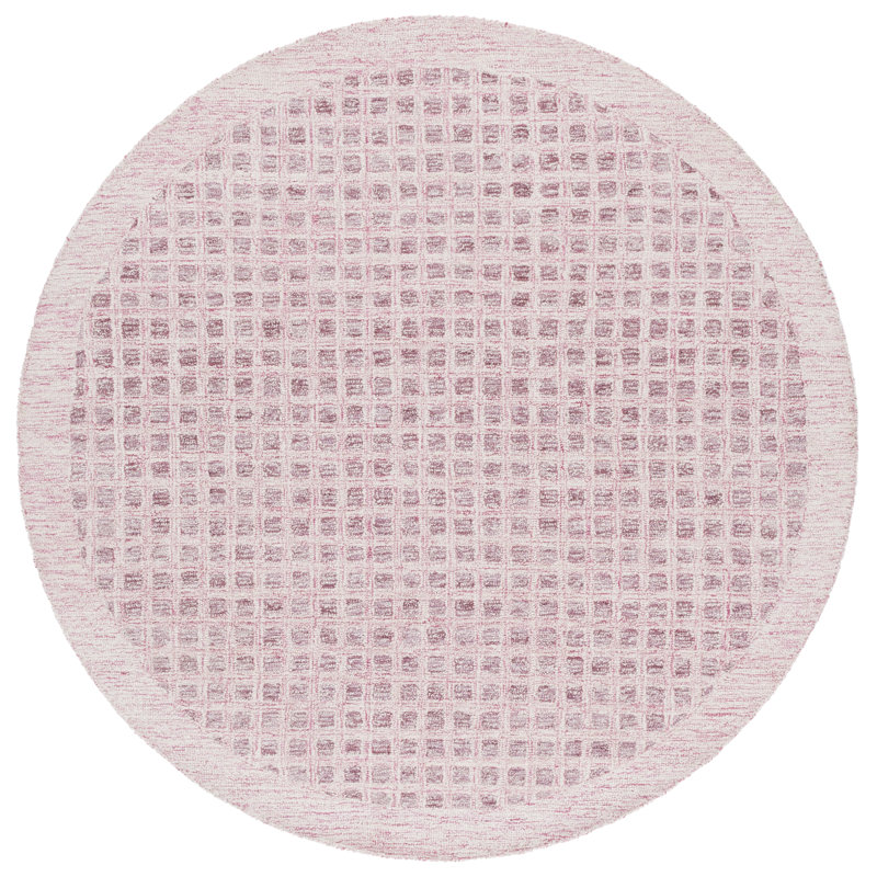 Tapis rose en laine / jute / coton touffeté à la main Callisburg, Rond 6 pi