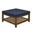 Grande table basse rembourrée en lin capitonné avec tablette en bois de hêtre-408961283