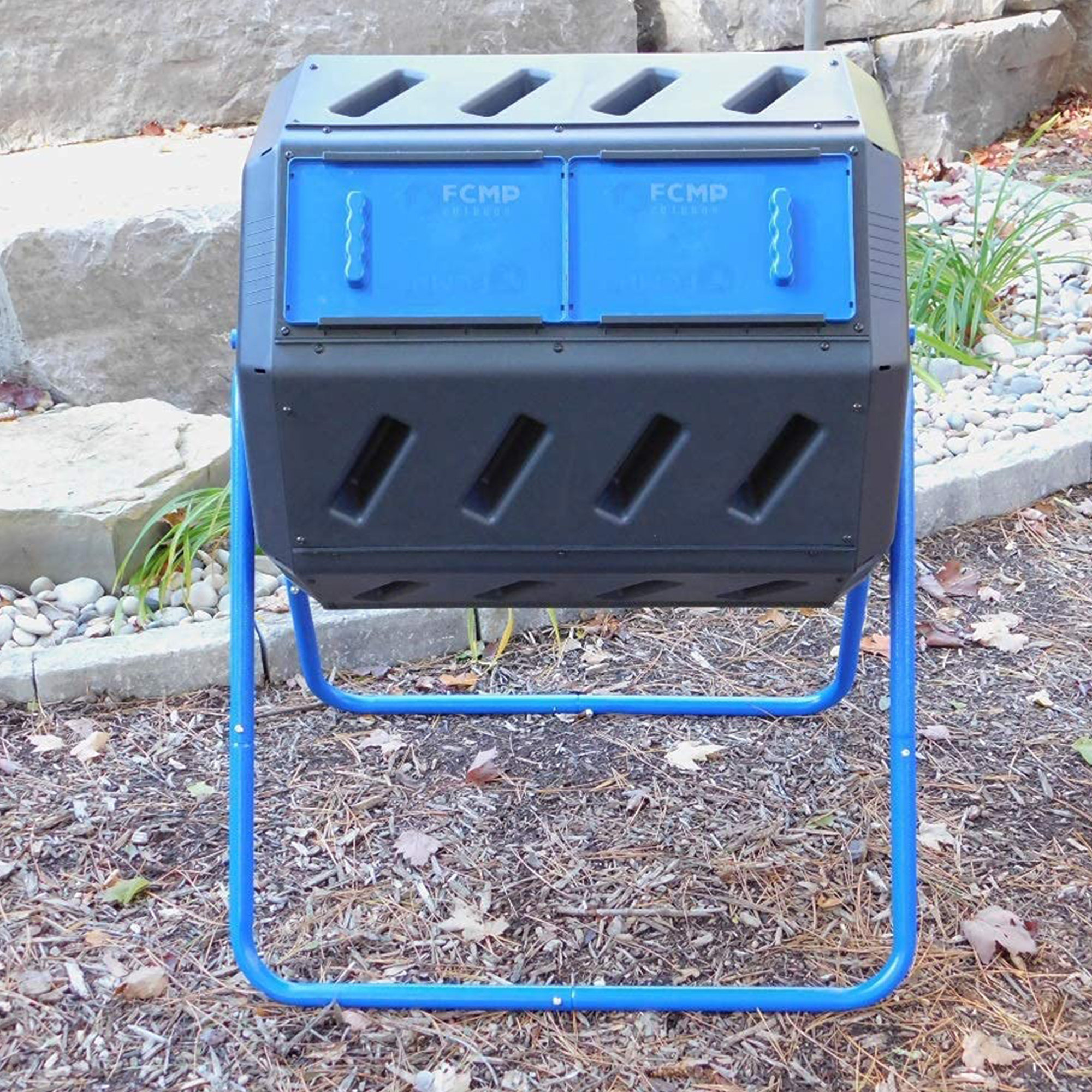 https://assets.wfcdn.com/im/71364480/compr-r85/2484/248462516/fcmp-outdoor-37-gallon-dual-chamber-tumbling-composter-bin-with-2-doors-blue.jpg