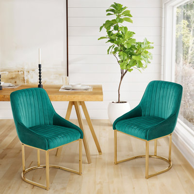46cm H Velvet Upholstered Metal Wing Back Armchair