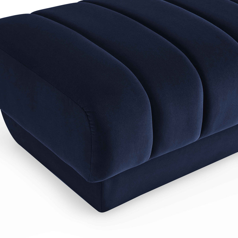 87.9Cm Wide Velvet Square Footstool Ottoman, Blue Velvet