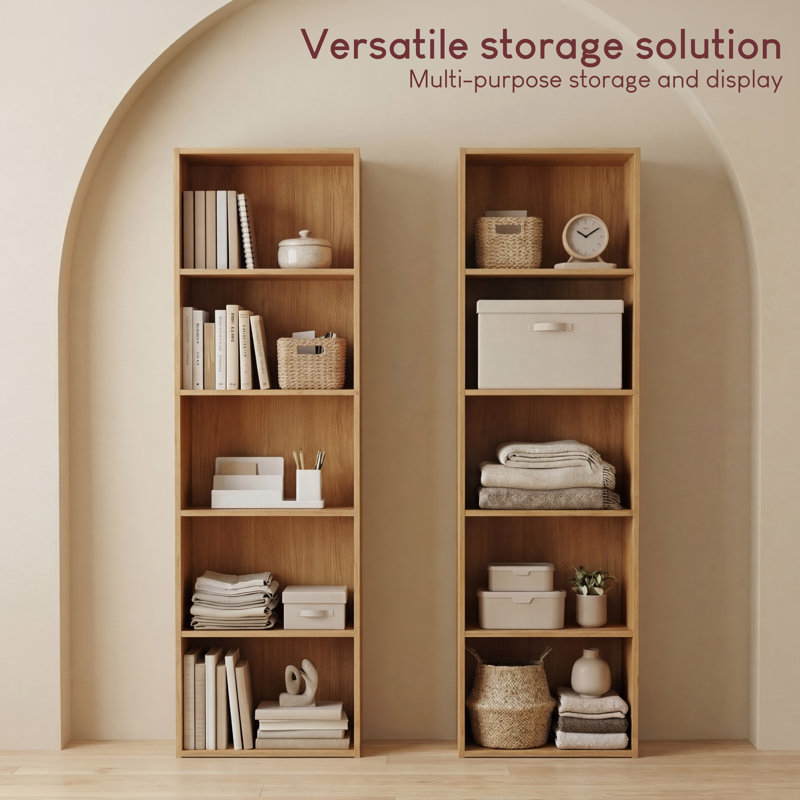 Gerardi 32cm W Standard Bookcase, Oak, 132 cm H x 32 cm W