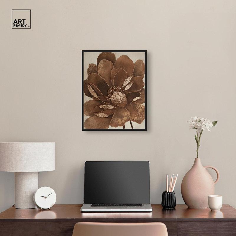 Décoration murale bohème bronze bronze II par Art Remedy, cadre noir, 16 x 20, H 21 po x l 17 po, Cadre noir