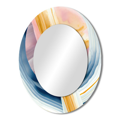 Wide Golden Brush Stroke I - Large Oval Wall Mirror On Metal