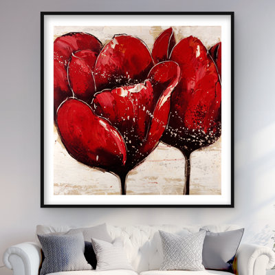 Red Tulips Closeup - Framed Matted Print for Home Decor