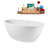 59" Streamline Soaking Glossy White Freestanding Tub and Tray With Internal Drain-101412929