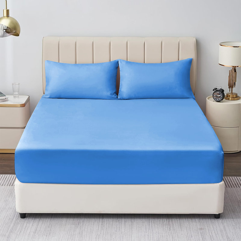 Mieasha Microfiber Plain Weave Fitted Sheet, Super King (6'), Sky Blue