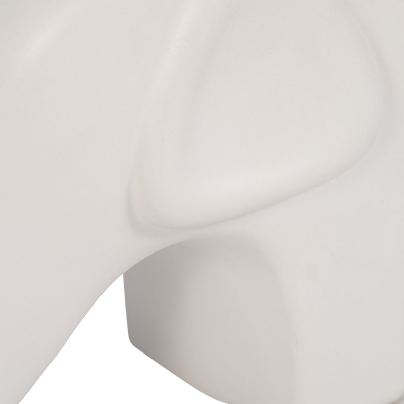 Stoneware Ceramic Elephant Figurine - Modern Minimalist Decorative Sculpture for Home and Office Decor., White