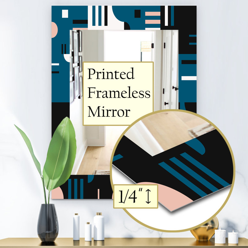 Miroir d'appoint rétro sans cadre Mid-Century, H 39,4 po x l 29,5 po