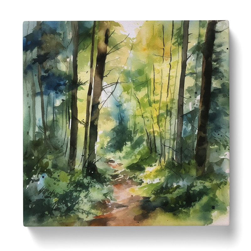 Forest Watercolour No.3 - Wrapped Canvas, 35cm H x 35cm W x 3cm D