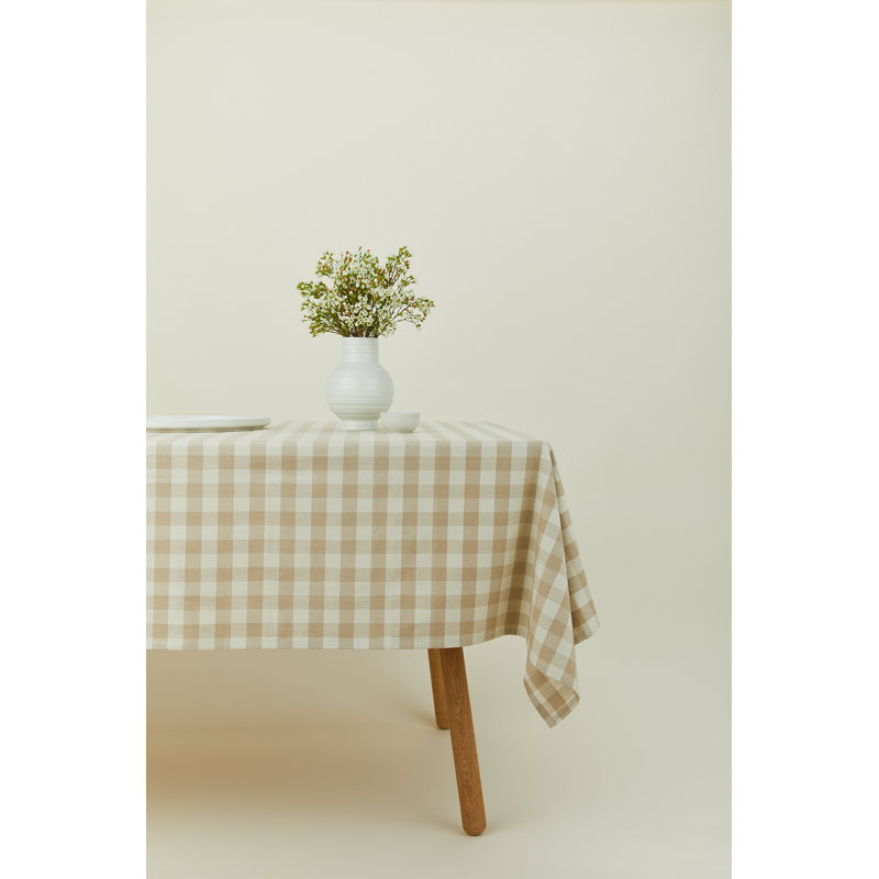 Essential Gingham Tablecloth, Ivory/Flax