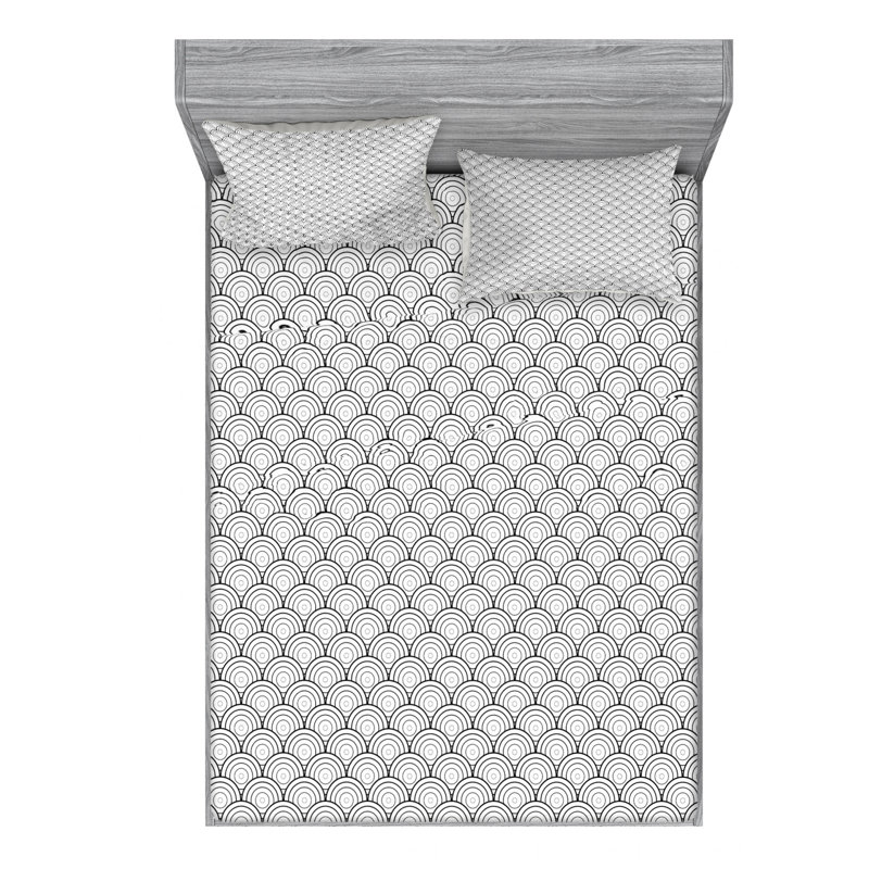 Microfiber Geometric Sheet Set, Full/Double Sheet Set with Fitted Sheet