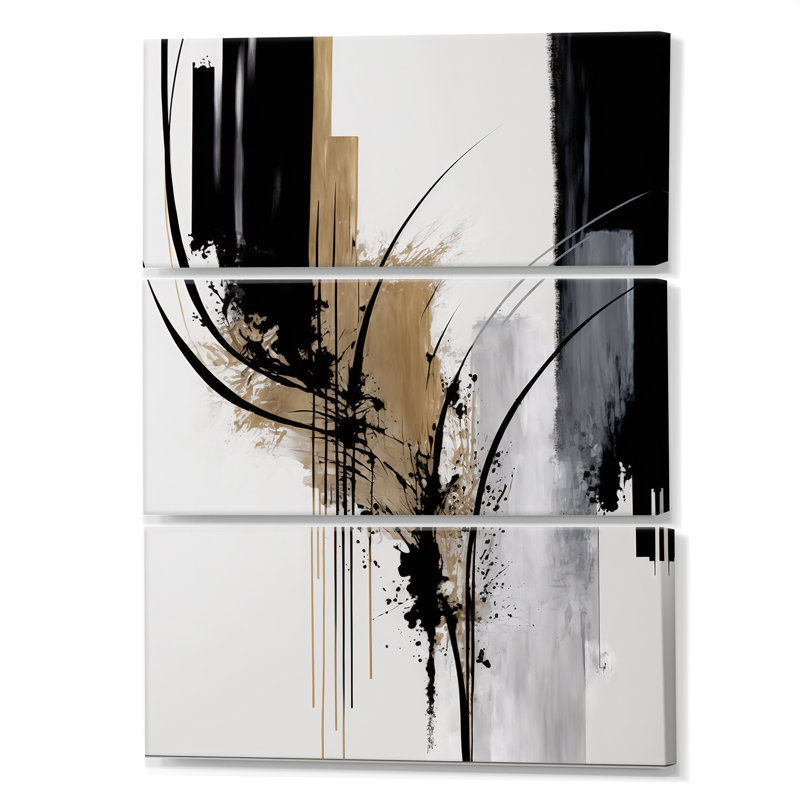 Avetik noir, blanc et doré Expression II 3 pièces, H 36 po x l 28 po x P 1 po
