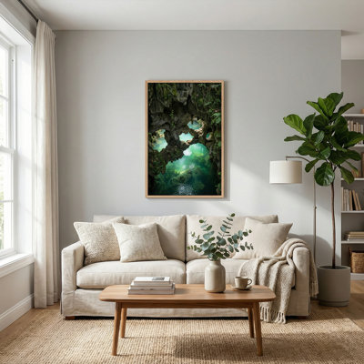 Ensemble de 1 tableau sur toile représentant une grotte aquatique