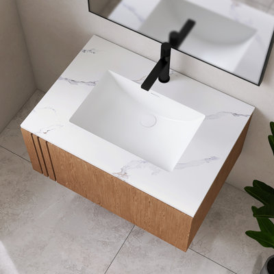 31" Acrylic Rectangular Bathroom Drop-in Sink With Overflow
