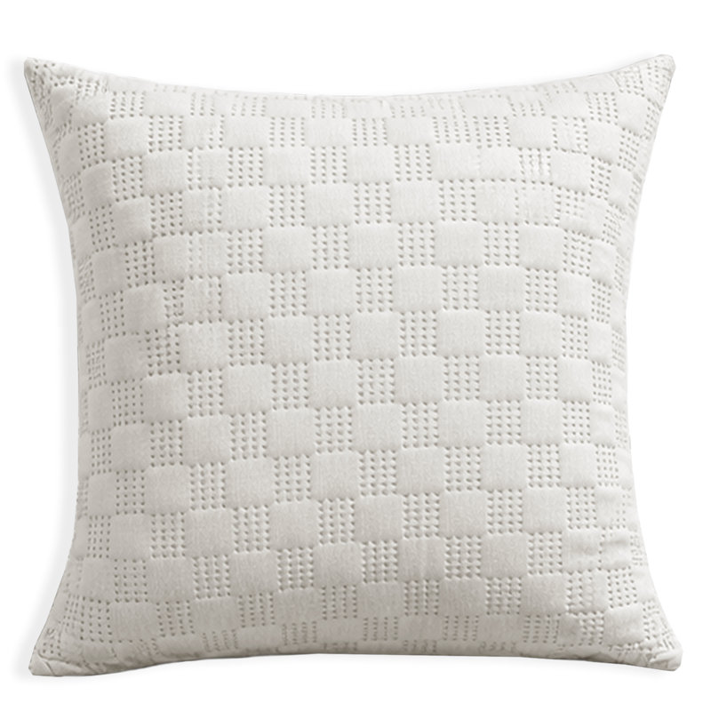 Aspire Homeware Embossed Square Velvet Cushion Covers, WHITE, Pack of 2