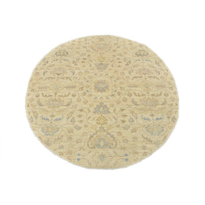 Roely One-of-a-Kind 5'1" X 5'3" New Age Oval Wool Area Rug in Beige