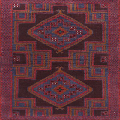 Tapis rose/bleu marine/brun traditionnel Araban