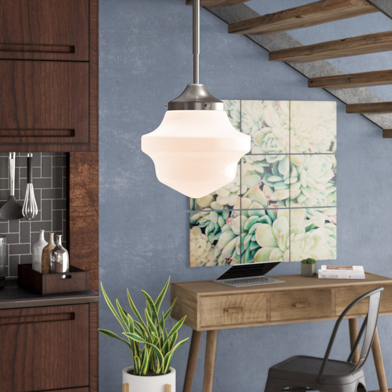 Luminaire suspendu simple à 1 lumière Barreneche, Nickel brossé