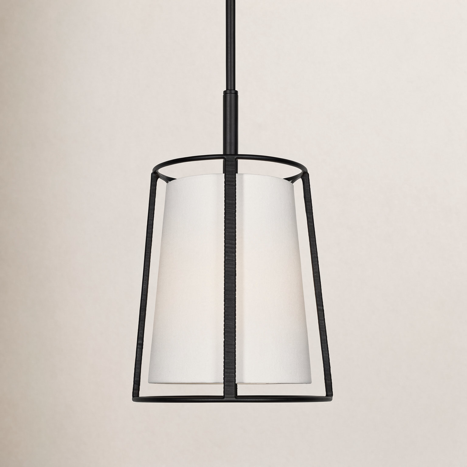 Marla Dimmable Single Light Pendant, Midnight Black, Linen