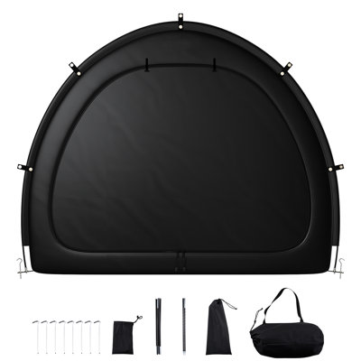 Outdoor Bike Tent For 4 To 5 Bikes, Waterproof With Full - Coverage, Sunshade, Stable In Harsh Conditions, Fibreglass Frame, Triangular Structure, Foldable, Easy Transport, Comes Tools, Black , 17.81