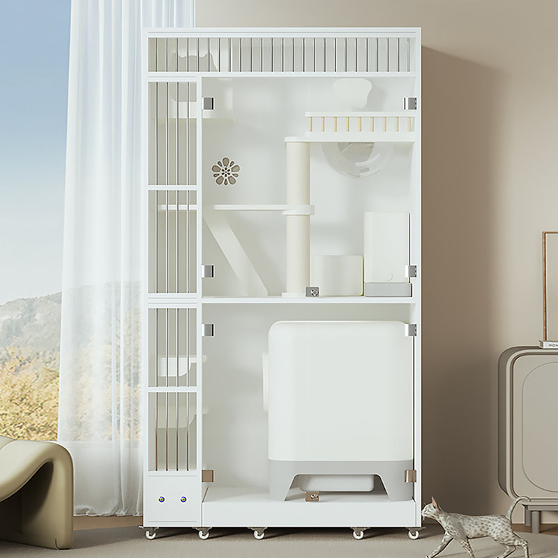 Extra-Large Cat House with Fresh Air System & Easy Litter Changing, Extra Large 72.83" H x 23.62" W x 39.37" D
