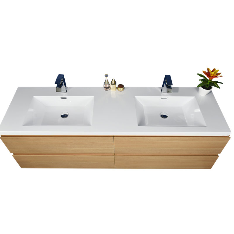 Drason Double Bathroom Vanity with Acrylic Top, Coburg Oak