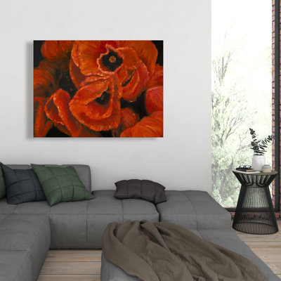 Bouquet de coquelicots - Art floral rouge sur toile pour la décoration intérieure