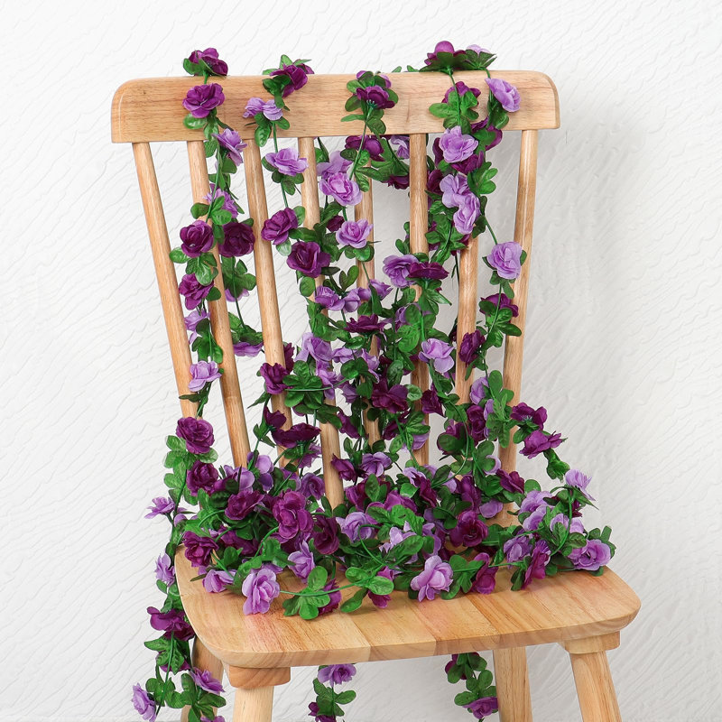 Ensemble de 9 guirlandes de fleurs artificielles roses mauves