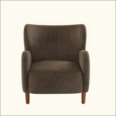 Upholstered Wingback Club Chair With Solid Wood Legs, Mid-Century Modern Style For Comfort And Durability