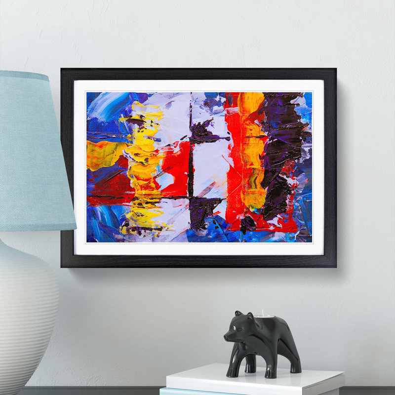 Abstract Art Painting Vol.478 by S.Johnson - Picture Frame Painting Print, 27cm H x 36cm W x 2cm D, Black Framed