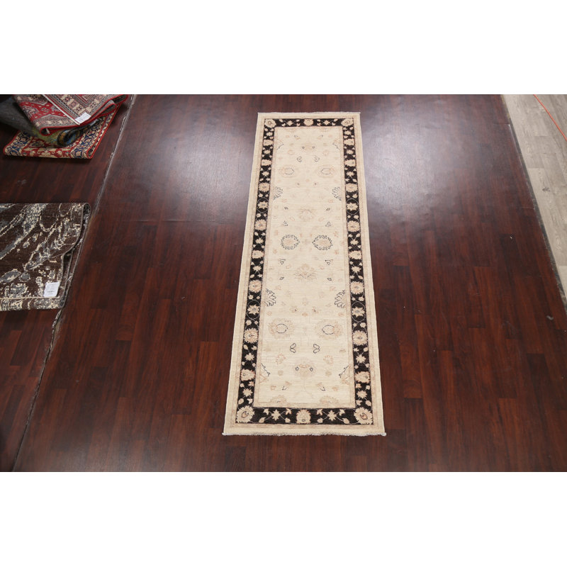 Tapis de couloir unique en laine noué à la main 3 pi 2 po x 9 pi 7 po New Age