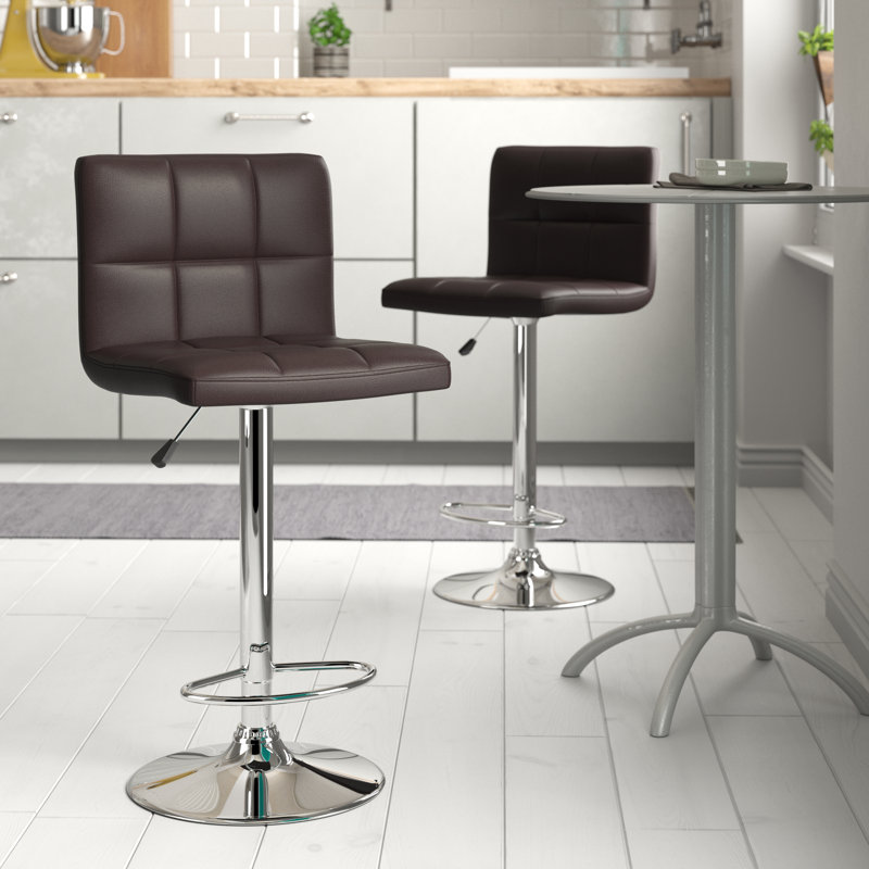 Keithrick Swivel Upholstered Adjustable Height Counter Stool, Brown