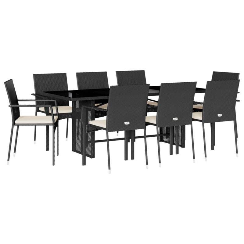  Ensemble de salle à manger de jardin noir