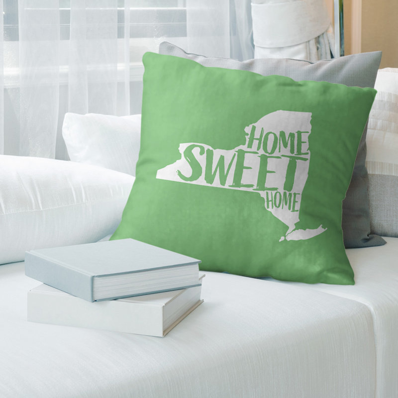 Cotton Blend Reversible Pillow Cover, 18" x 18", Green, New York
