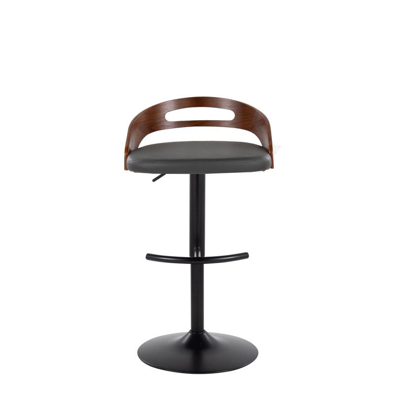 Stoughton Adjustable Barstool - Set Of 2, Black, Walnut/Light Gray