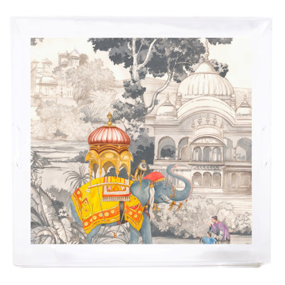 Plateau décoratif carré en acrylique éléphant d'Inde