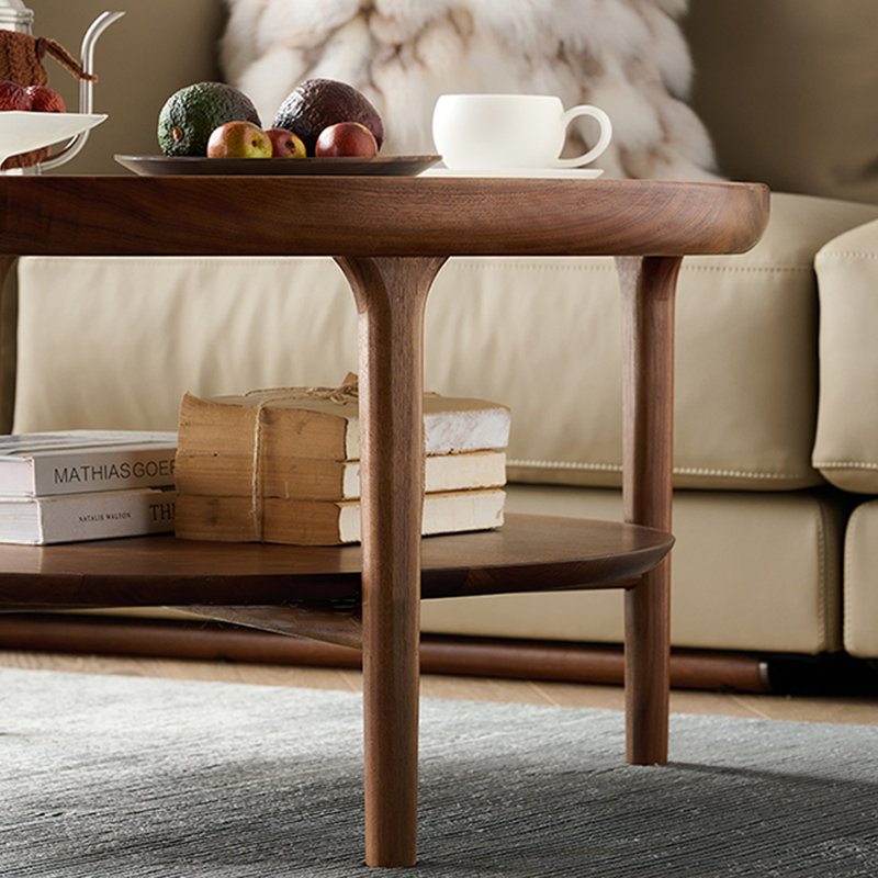Table basse en noyer noir et pierre, H 15,55 po x L 30,7 po x l 30,7 po