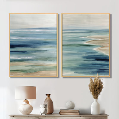 Parallel Beach of Abstract Coastal Landscape - Beach, art mural 2 pièces