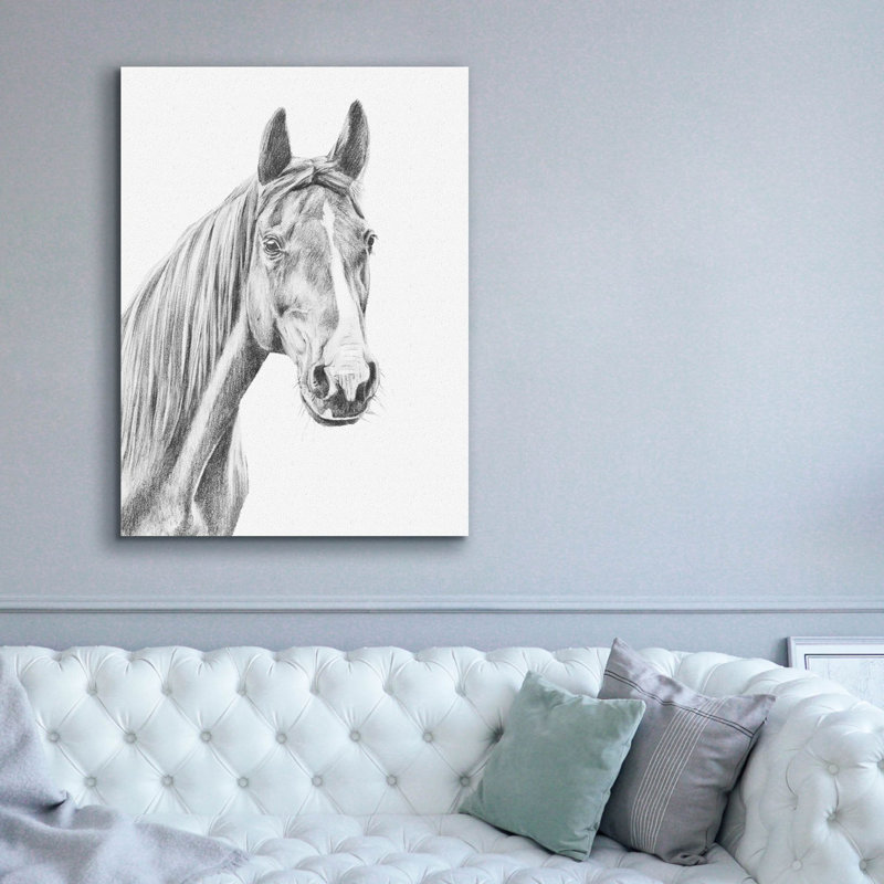 Toile épique Graffiti «Equine Portrait Sketch 1» par Annie Warren, art mural 40 po x 54 po, H 54 po x l 40 po