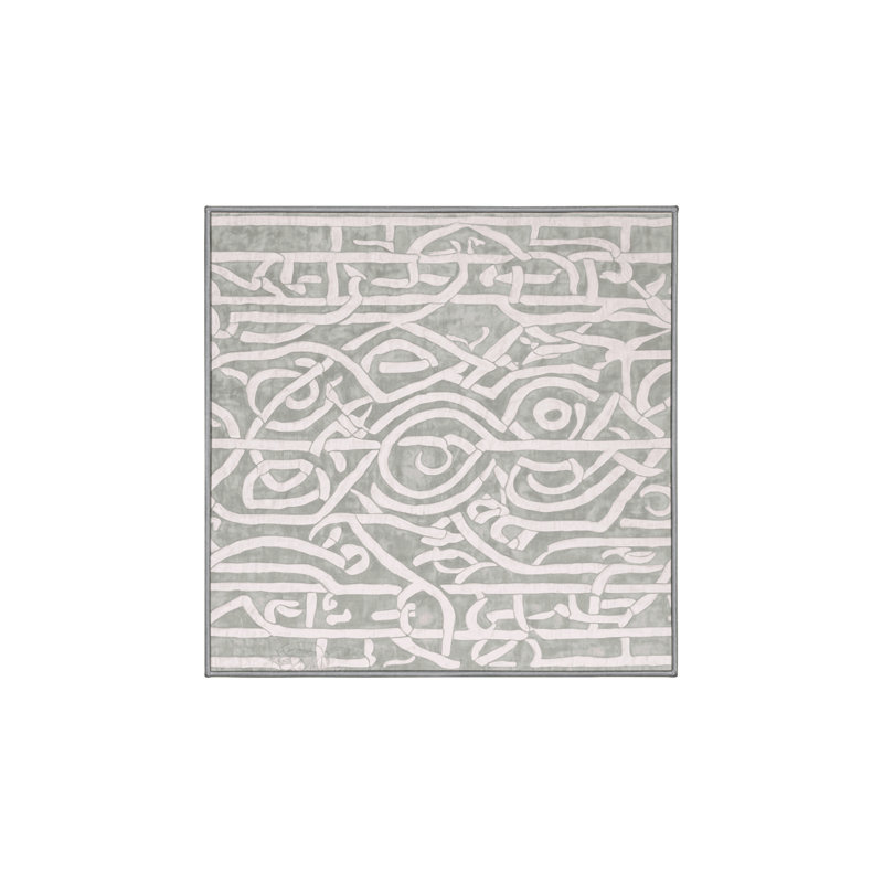 Machine Washable Gray Area Rug, Square 6'