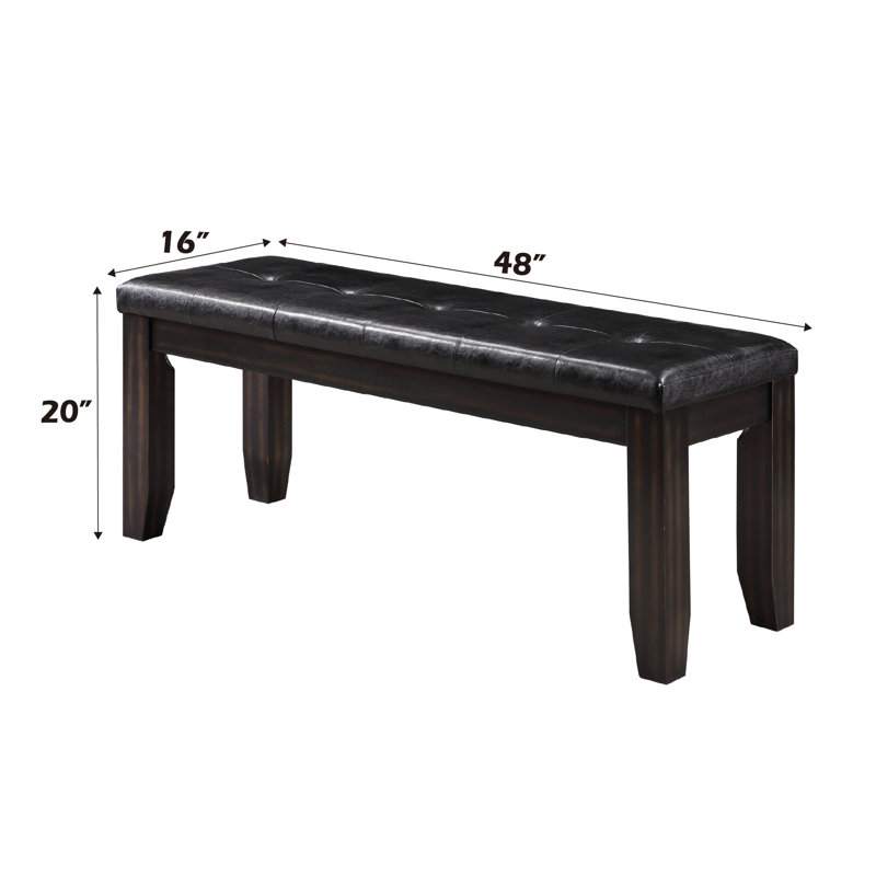 Banc en cuir synthétique noir Urbana et finition espresso
