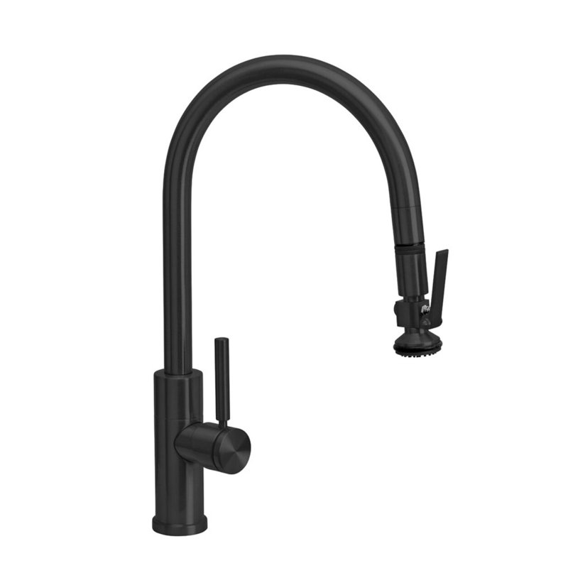 Modern Plp Pulldown Faucet - Lever Sprayer - Angled Spout, Matte Black